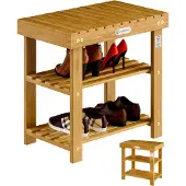 Casaria Schoenenrek 2in1 acaciahout FSC-gecertificeerd 50x33x46cm