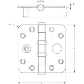Dulimex DX Kogellagerscharnier 76x76 mm ronde hoek SKG2