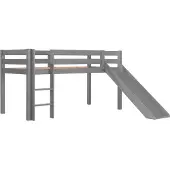 Vipack Pino halfhoogslaper h115cm met glijbaan 90 x 200 cm grijs