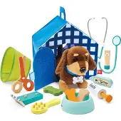 Hape Dierenarts Speelset - Interactieve puppy, dierenartskoffertje en hondenhok, 16 delig, 3 jaar+