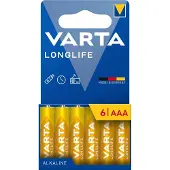 Varta BAT0241 LONGLIFE-alkalinebatterij AAA, R3, 6 stuks