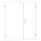 Maxaro Diamond Douchedeur | 165 cm Lichtgoud Helder glas Draaideur