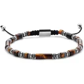 Frank 1967 7FB-0837 – – Heren Armband – Kralenarmband – Tijgeroog & Hematiet – Zilverkleurig