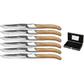 Blackwell Steakmessen Laguiole - Raw Black Lemmet - Olijfhout - 6 Stuks