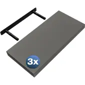 Casaria Wandplank Zwevend 3 Stuks Grijs MDF 50x23x3,8cm