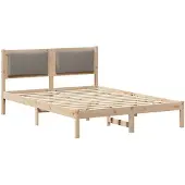 vidaXL Bedframe met hoofdeinde Taupe 160 x 200 cm Massief grenenhout