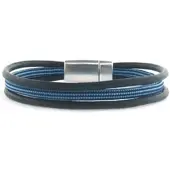 Qoss Junior Leren Armband Max Jeansblauw/Zwart