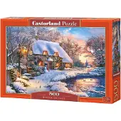 Castorland Winter Cottage – Puzzel – 500 stukjes – Satijnen afwerking – Perfecte pasvorm – Europese kwaliteit