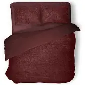 Eleganzzz Dekbedovertrek Teddy Pluche - bordeaux 200x200/220cm