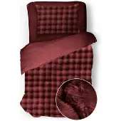 Eleganzzz Dekbedovertrek Shiny Bubble Pom Pom Flanel Fleece - bordeaux 140x200/220cm