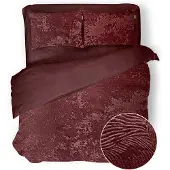 Eleganzzz Dekbedovertrek 3D Embossed Velvet Wave - bordeaux 240x200/220cm