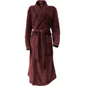 Linnick Flanel Fleece Badjas Uni - bordeaux - M
