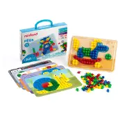 Miniland Mozaïek Pegs - 15Mm - 160 Pinnetjes - In Doos Met Handvat - 3 Jaar