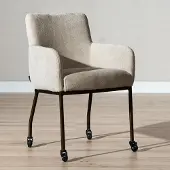 Bronx Eetkamerstoel met wieltjes Finn chenille beige