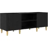 vidaXL Platenkast 121 x 38 x 48 cm Bewerkt hout Zwart Eiken