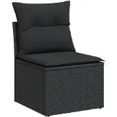 vidaXL 9-delige Loungeset met kussens poly rattan zwart
