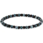 Frank 1967 7FB-0830 – – Heren Armband – Kralenarmband 4 mm – Blauwe Apatiet – Zwartkleurig