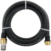 vidaXL Zuigslang met messing aansluitingen, zwart, 1,1 inch, 25 meter, PVC