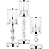 Springos Kandelaars | Zilver | Metaal | Kunststof | Set Van 3 | 28/35,5/41