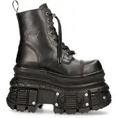 New rock metalen zwart leren militaire laarzen - MILI083CCT-C4