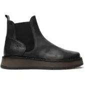 Fly london Dames Zwarte RAWI131 Chelsea Leren Enkellaarsjes met Klassieke Comfort