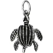 MOOYE ® - Collectie Zilveren Lederschildpad bewegend ketting hanger