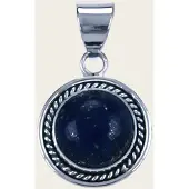 MOOYE ® - Collectie Zilveren Lapis lazuli edelsteen rond met kabelrand kettinghanger