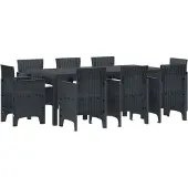 vidaXL Tuinset, 9-delig, antraciet, polypropyleen