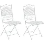 CLP Kiran Set van 2 tuinstoelen - Opvouwbaar - Metalen stoel - Art nouveau - wit