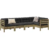 vidaXL 5-delige Loungeset met kussens geïmpregneerd grenenhout
