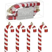 Springos Kersthanger | Zuurstok | Kerstboomhanger | Wit | Rood | Kunststof | 12,5 cm | 4 Stuks