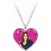K3 - zilveren meisjesketting - collectie - roze glitterhart - Hanne - 36cm