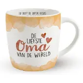 Miko Cadeau koffie/thee mok oma - wit/oranje - lieve oma - porselein - Omadag - feest mokken