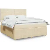 vidaXL Boxspring met matras stof crèmekleurig 180x200 cm