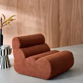 Sweeek Stoffen fauteuil getextureerde bouclé 1 zitplaats Terracotta