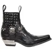 New rock bezaaid zwart lederen western biker boots-7950-S1