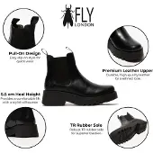 Fly london Dames MEDI789 Zwarte Chelsea Boots