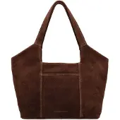 Hide & Stitches Brazos Schoudertas - Shopper - 40 x 25 x 14 cm - Leer - Suede - Dames Tas - Leren Dames Tas - Donkerbruin