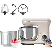 Princess 220138 2-in-1 Keukenmachine en IJsmachine in één - 1200W - 5 liter RVS mengkom - Gratis meegeleverde IJskom voor 1,4 liter ijs - Keukenrobot - Foodprocessor