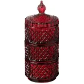 J-Line voorraadpot 3 lagen - glas - rood
