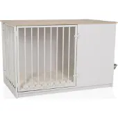 Hjh LIVING Hondenbench / hondenkooi PAWHOME XL 102x59,8x65,3 cm wit/eiken