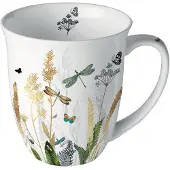 Ambiente Mok Ornamental Flowers White Wit wit Aardewerk Beker