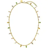 Purelei Ketting 'Boho' geel / goud / groen / transparant