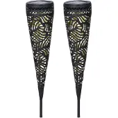 Luxform Tuinfakkel Solar Metal Jersey Black (Set van 2)