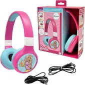 Barbie 2-in-1 Bluetooth en Bedrade comfortabele opvouwbare Koptelefoon met veilige volumebeperking Barbie Design