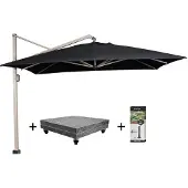 Platinum Icon premium zweefparasol 400x300 cm oak mast faded black met 150 KG voet en hoes