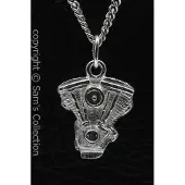 MOOYE ® - Collectie Zilveren Harley Evo motorblok ketting hanger