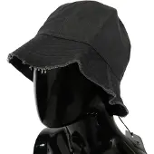 Costume National Dames Zwarte Gewassen Brede Rand Buiten Bucket Hat