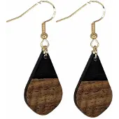 Charme Bijoux Oorbellen-Manon-Hout-Zilver-Goudkleurig -
