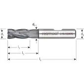 Rotec HSS-E vingerfrees, kort, AlCrN-coating, ø12